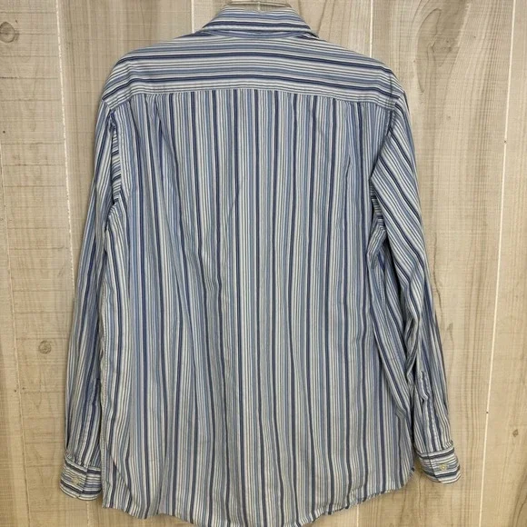 VINTAGE Polo Ralph Lauren Extra Large Blue Striped Westerton Button Down Shirt - Picture 4 of 5